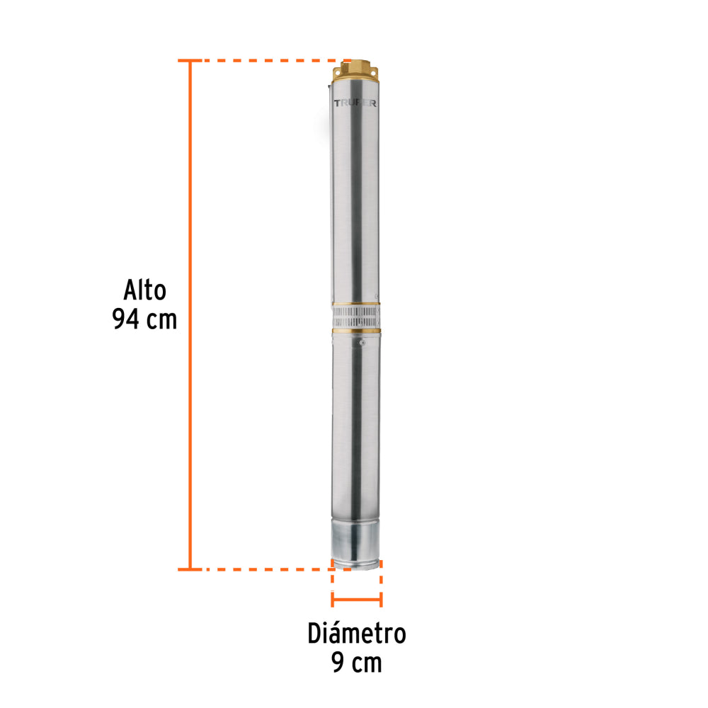 BOMBA SUMERGIBLE PARA POZO PROFUNDO 2HP AGUA LIMPIA 110V/60HZ 20A MCA TRUPER