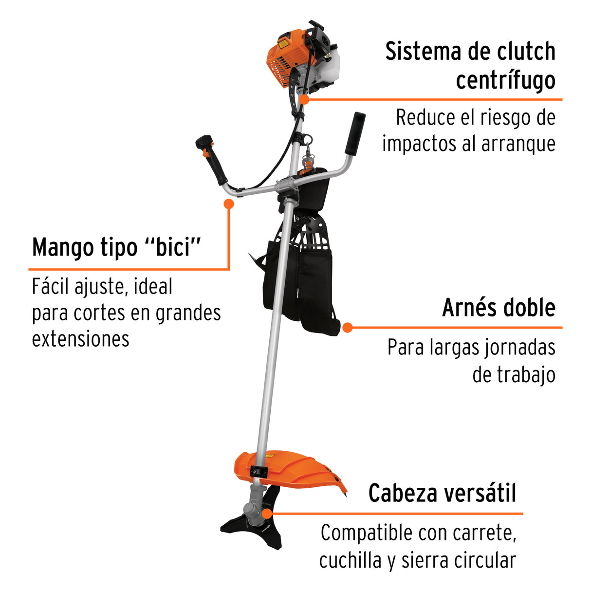 DESMALEZADORA GASOLINA 63CC MANGO BICI 17" CORTE DES-63 12671