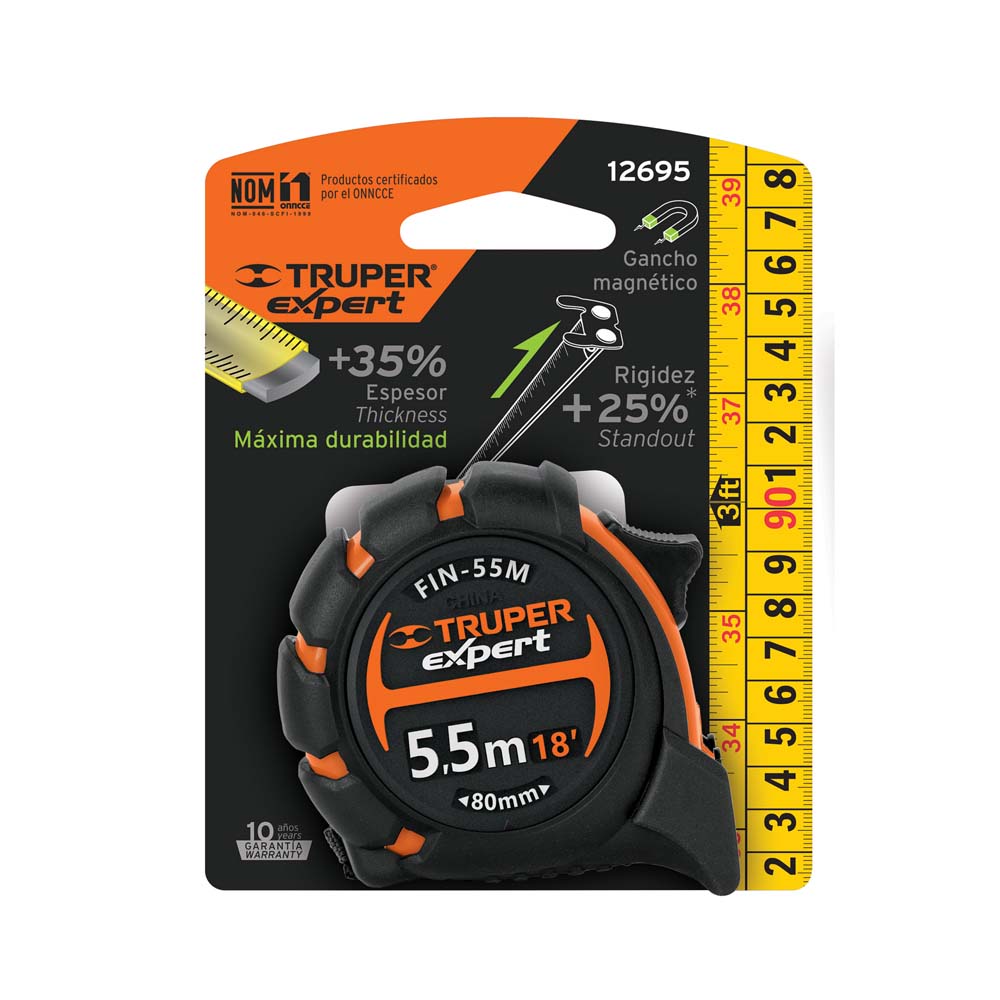 FLEXOMETRO INDUSTRIAL CONTRA IMPACTOS 5.5M CINTA 25MM FIN-55M MARCA TRUPER