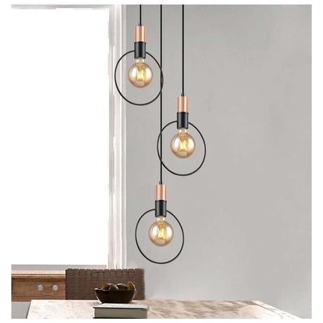LUMINARIA COLGANTE COLOR NEGRO/COBRE 3 X 60 W ATENAS