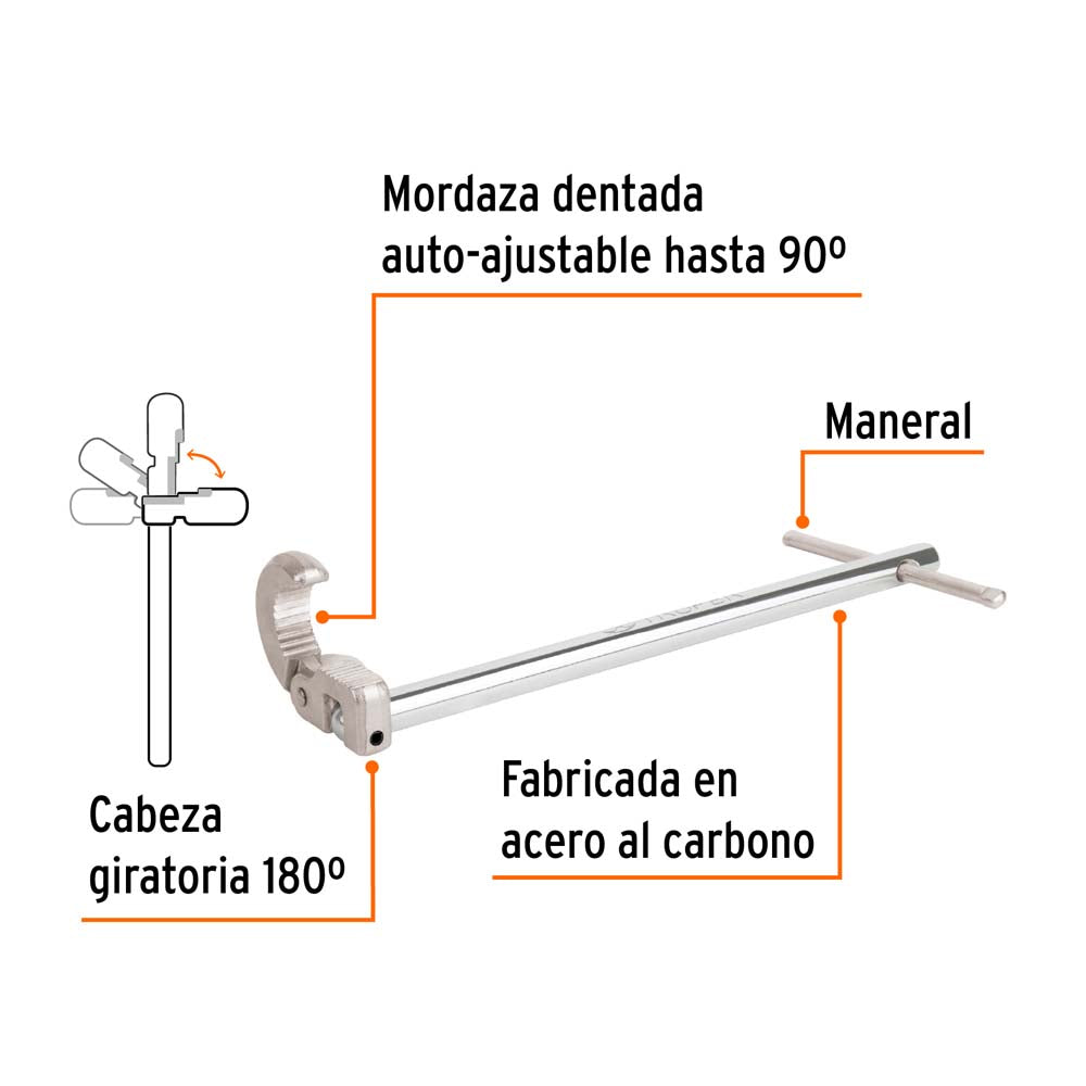 LLAVE PARA PLOMERO 12" (30CMS.) CAPAC. 1/2" - 1" (13MM-25MM.) LLAP-12 12874 TRUPER *** OFRECER 8412 ***