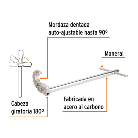 LLAVE PARA PLOMERO 12" (30CMS.) CAPAC. 1/2" - 1" (13MM-25MM.) LLAP-12 12874 TRUPER *** OFRECER 8412 ***