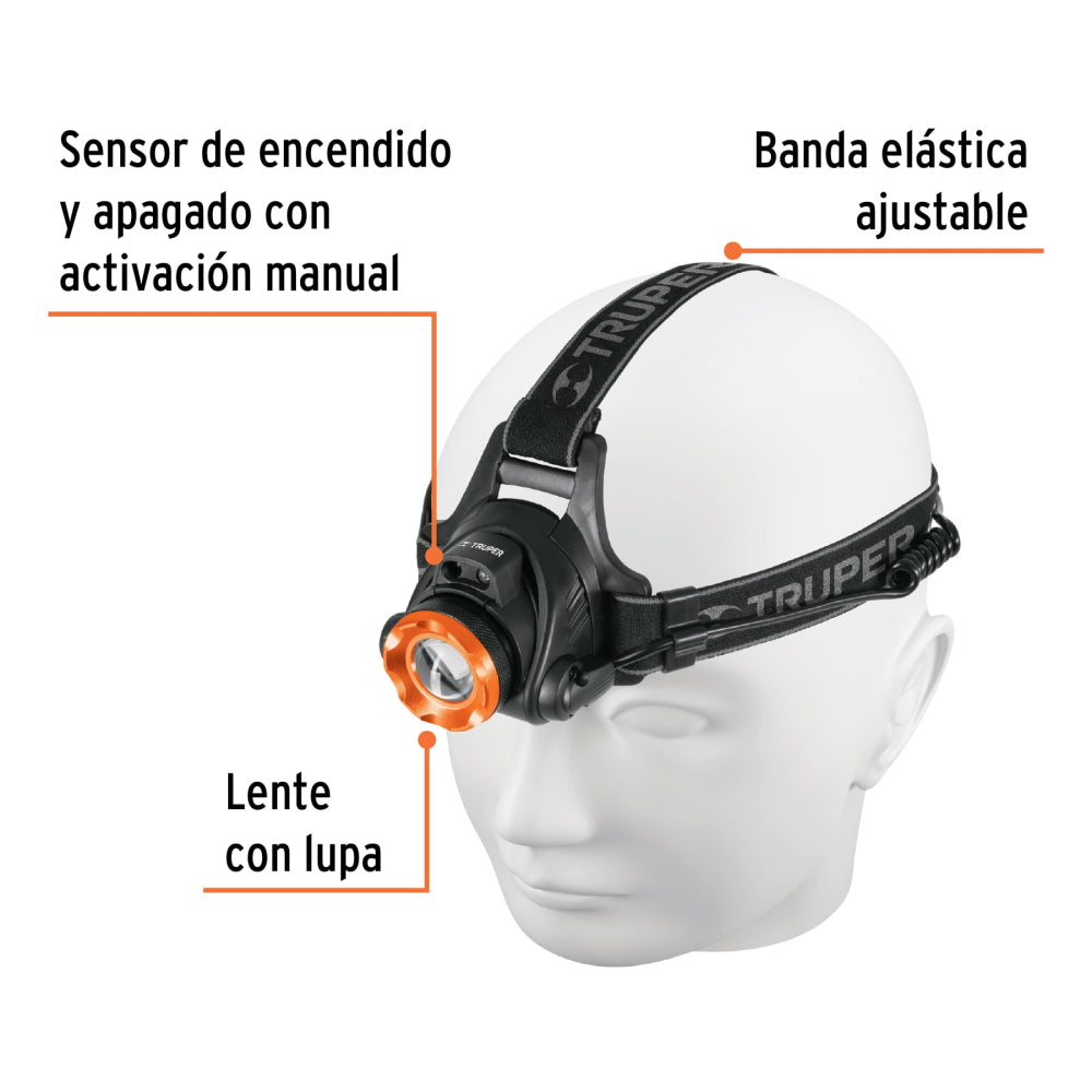 LINTERA DE MINERO RECARGABLE 300LM 8 HRS. 3 MODOS ILUMINACION LI-CA-300R 12890 TRUPER *** OFRECER LCR25 ***