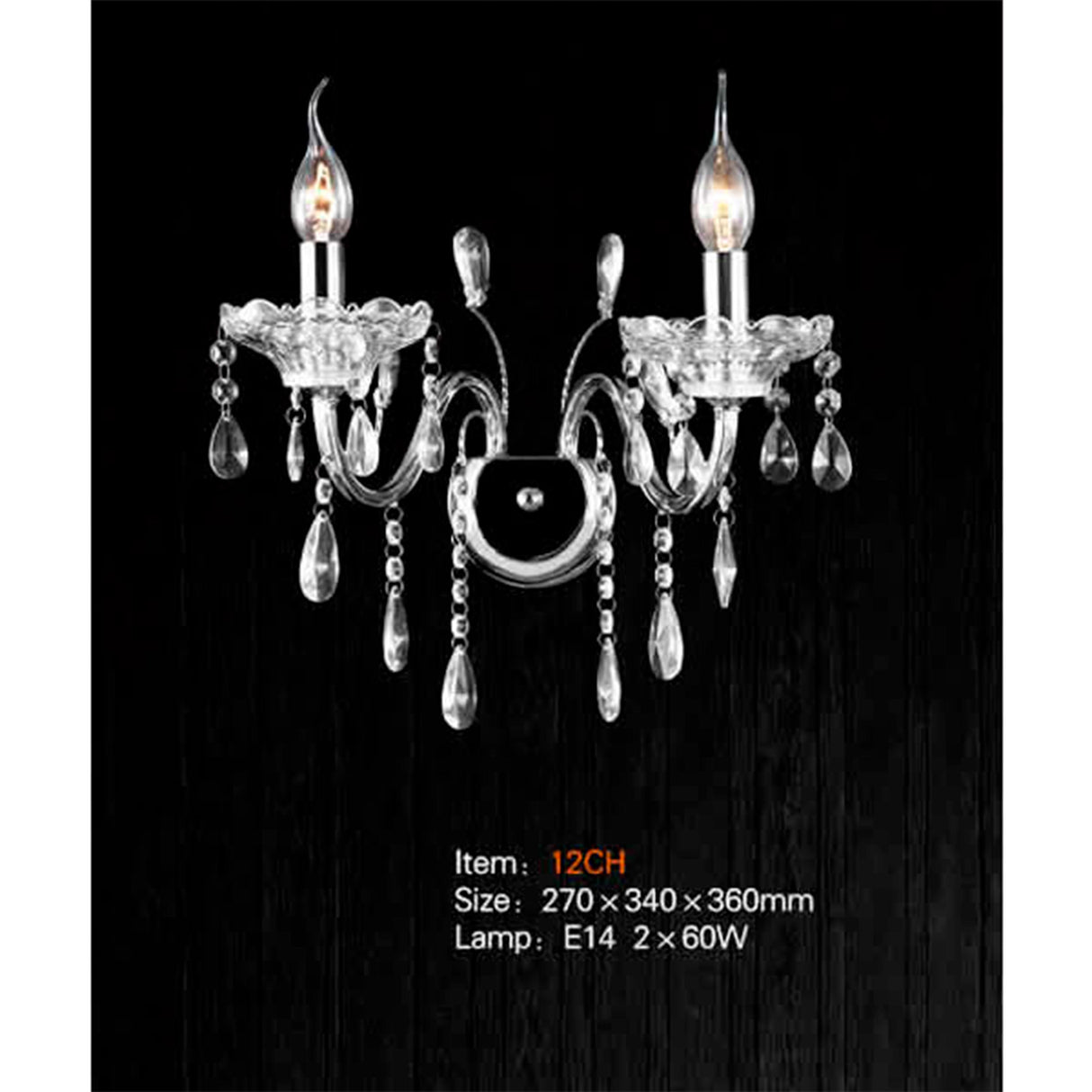 ARBOTANTE CRISTAL 2 LUCES E14 (NO INCLUIDOS)  IIDSA *** HA. LUMI ***