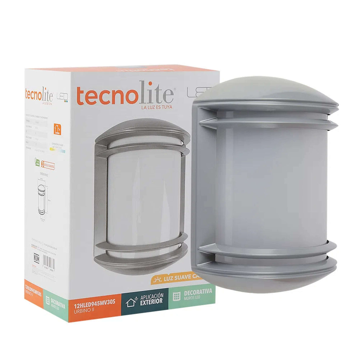 LÁMPARA DE EXTERIOR LED TECNOLITE PARA SOBREPONER 12W LUZ SUAVE CÁLIDA *** EXHIBIDO ***