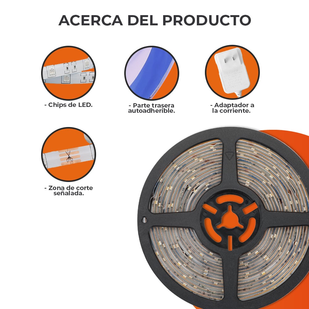 TIRA LED INT/EXT 12W 100V-240V IRC80 LUZ ROJA IP20 CONTROLADOR Y ELIMINADOR IP44 140 25000HR BLANCO/TRANSPARENTE