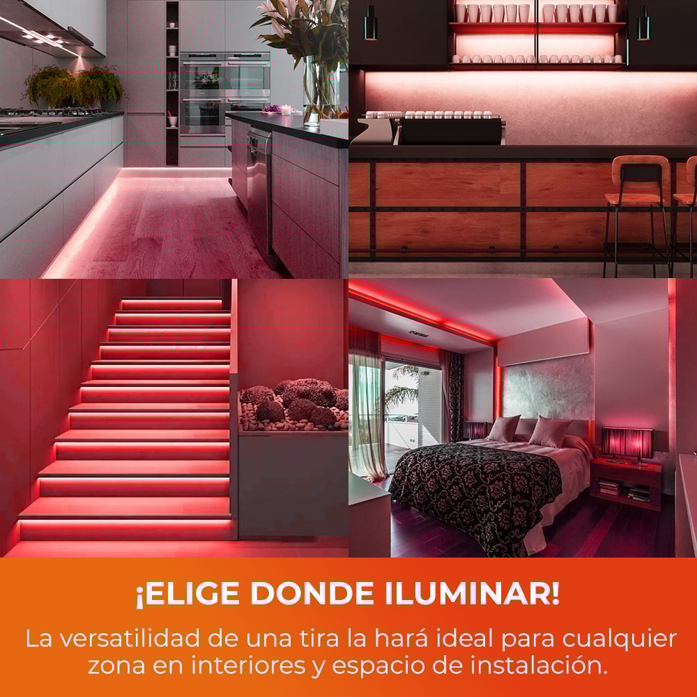 TIRA LED INT/EXT 12W 100V-240V IRC80 LUZ ROJA IP20 CONTROLADOR Y ELIMINADOR IP44 140 25000HR BLANCO/TRANSPARENTE