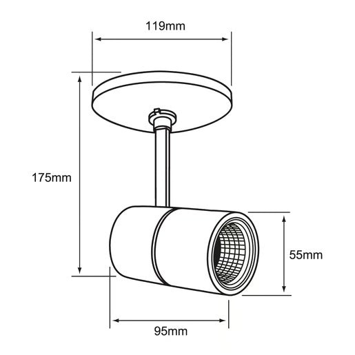 LAMPARA SPOT LED SOBREPONER DIRIGIBLE 12W LUZ BLANCA AJUSTABLE IRC90 NO ATENUABLE NGO