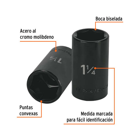 DADO DE IMPACTO 6 PUNTAS CUADRO 1/2" DE 1-1/4" TRUPER