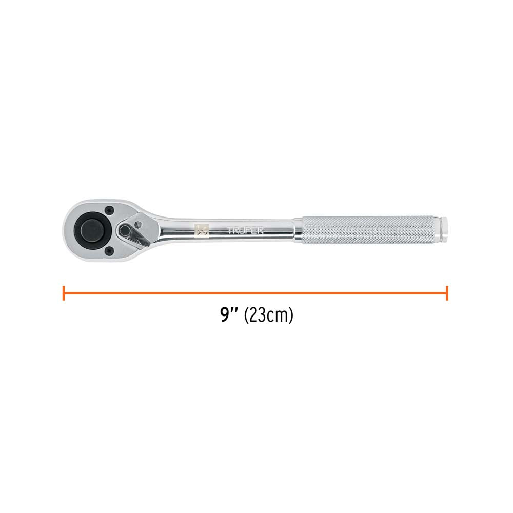 MATRACA LIBERACION RAPIDA CABEZA DE PERA CUADRADO 1/2" MANGO DE GOMA MCA TRUPER MECANICA