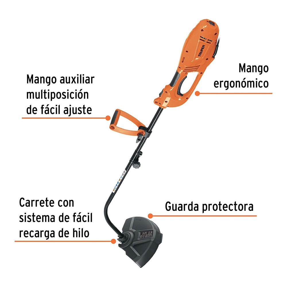 DESBROZADORA ELECTRICA 1000W. EJE CURVO 14" (35CMS.) 8A. 7500RPM DES-1000 13521 TRUPER