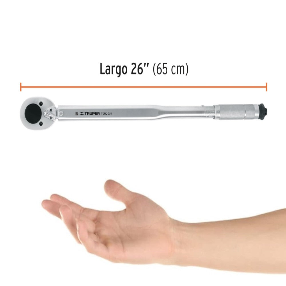 TORQUIMETRO MICROMETRICO REVERSIBLE P/DADO 3/4" RANGO 50-300LB-FT (68-408NM) INCREMENTO DUAL 1LB-FT TORQ-3/4 13547