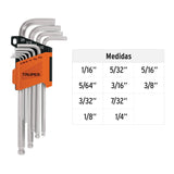 JUEGO DE 10 LLAVES ALLEN PUNTA BOLA LARGAS STANDARD MCA TRUPER