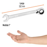 LLAVE COMBINADA 1" 332MM. LARGO C/MATRACA REVERSIBLE 13654 LL-2032XR TRUPER