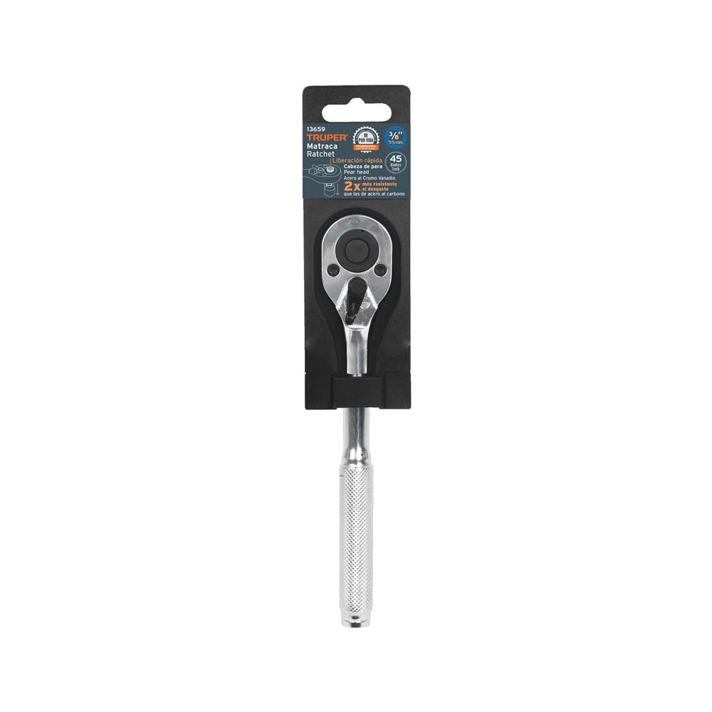 MATRACA LIBERACION RAPIDA CABEZA DE PERA CUADRO 3/8" MCA TRUPER MECANICA