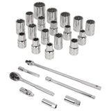JUEGO DE 25 HERRAMIENTAS CUADRO 1/2' STD Y MM PARA MECANICO TRUPER