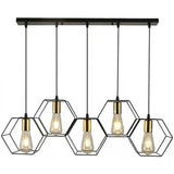 LUMINARIA COLGANTE COLOR NEGRO/COBRE 5 X 60 W HEXA TECNOLITE HOME