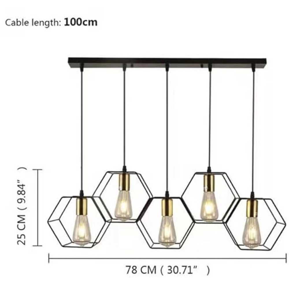 LUMINARIA COLGANTE COLOR NEGRO/COBRE 5 X 60 W HEXA TECNOLITE HOME