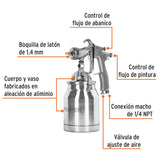 PISTOLA PARA PINTARSUCCION HVLP VASO ALUM BOQUILLA 1.4MM