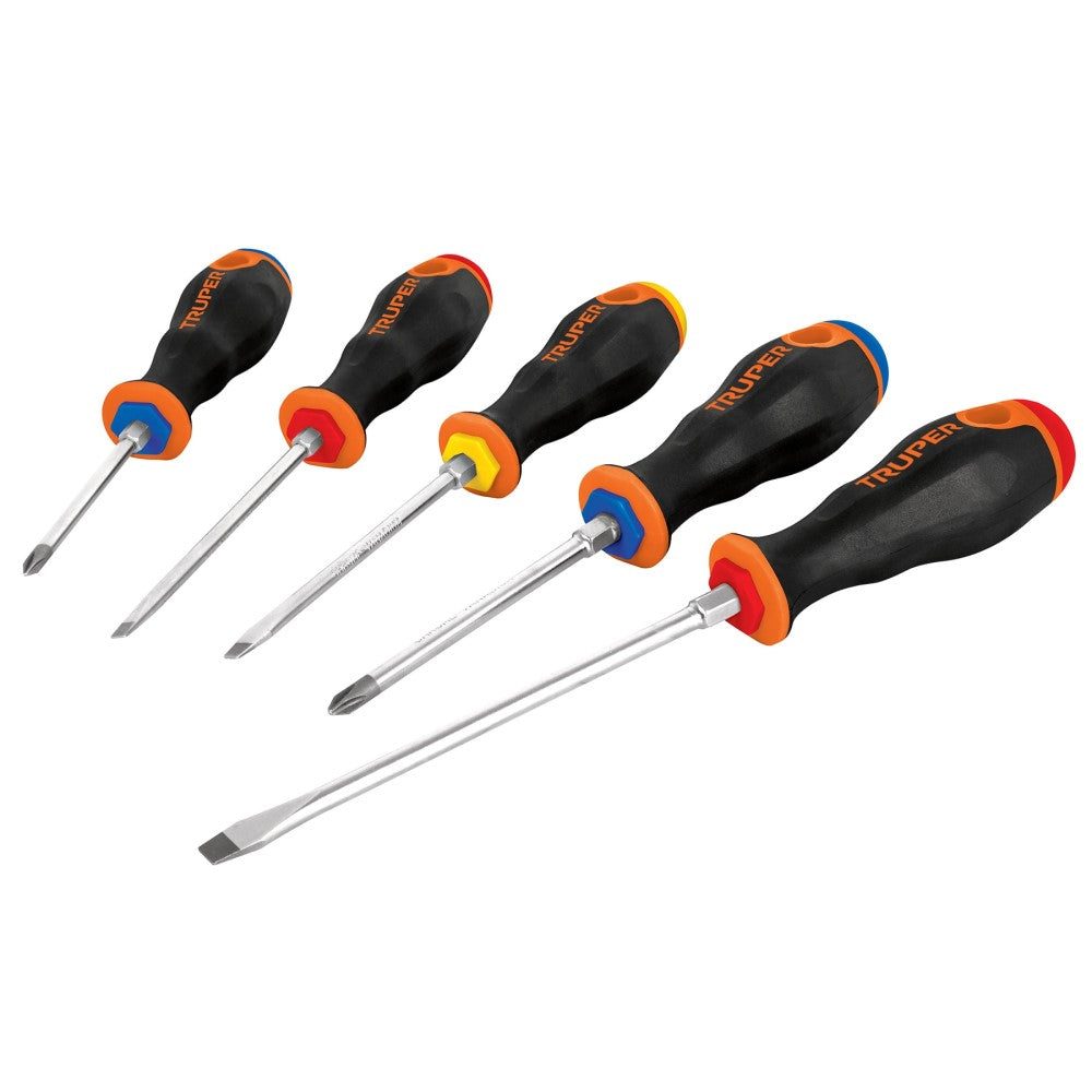 JUEGO DE 5 DESARMADORES MANGOS COMFORT GRIP MCA TRUPER