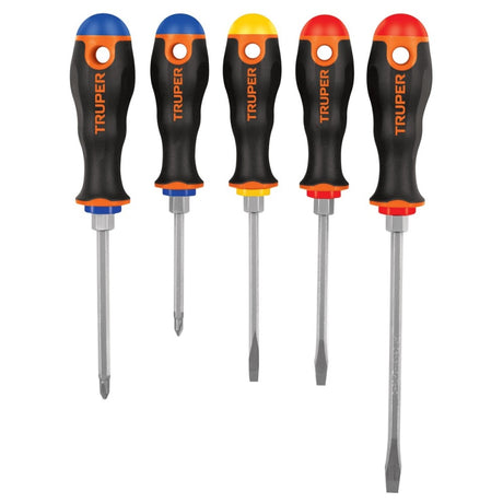 JUEGO DE 5 DESARMADORES MANGOS COMFORT GRIP MCA TRUPER