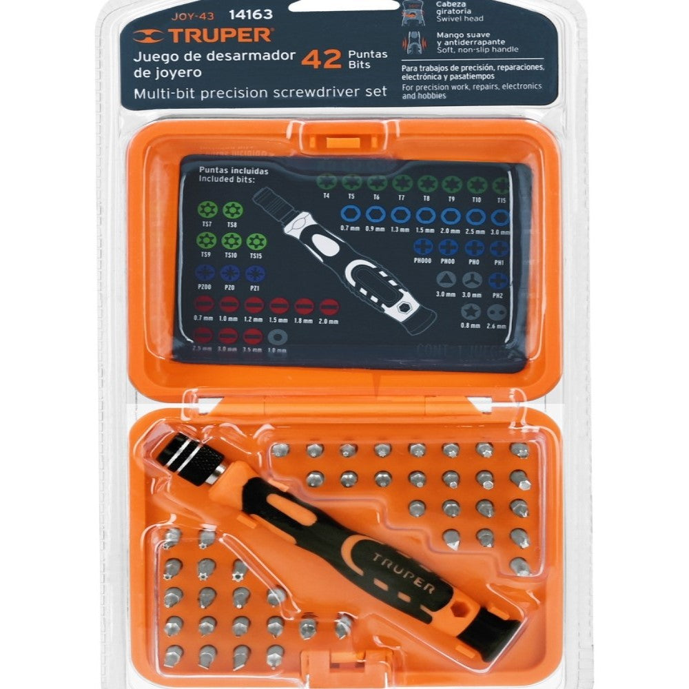 DESARMADORES DE JOYERO PUNTA INTERCAMBIABLE JGO 42PZAS JOY-43 MCA TRUPER