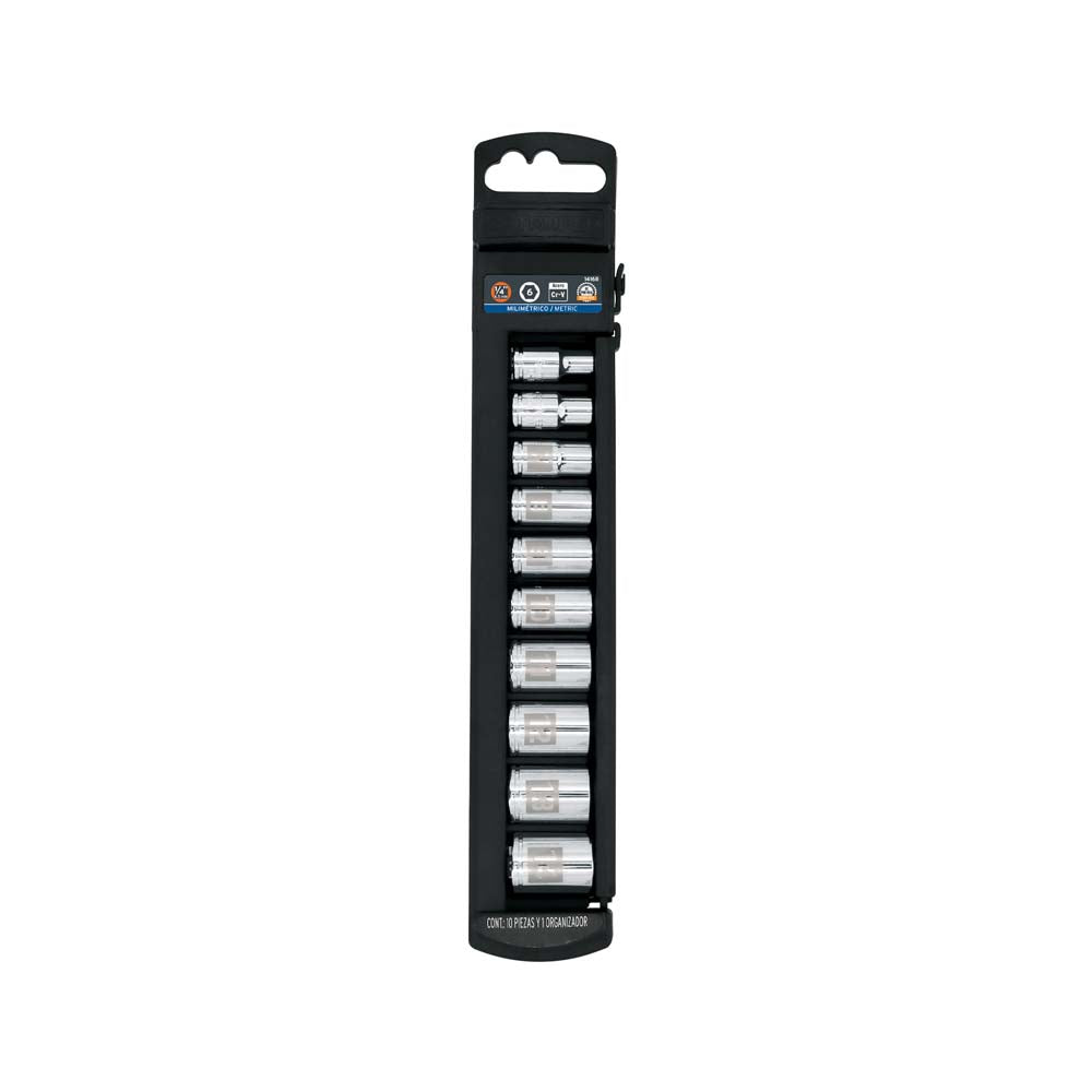 JUEGO DE 10 DADOS CUADRADO 1/4" MM TRUPER