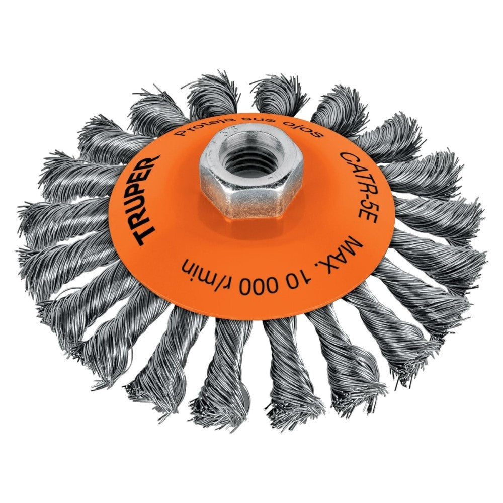 CARDA TIPO CONICO 5" ALAMBRE TRENZADO EJE 5/82 -11 TRUPER