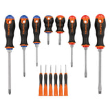 JUEGO DE 8 DESARMADORES MANGO COMFORT GRIP Y 6 DE JOYERO