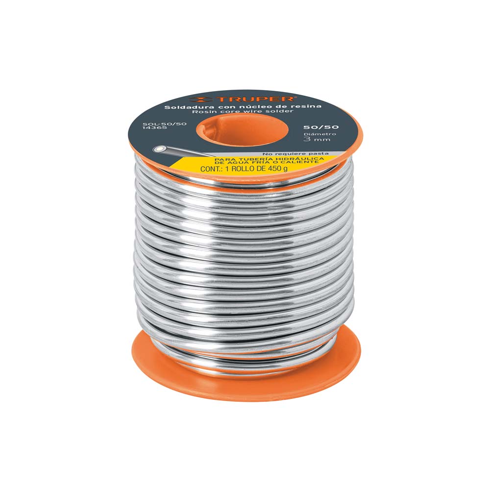 SOLDADURA CON NUCLEO RESINA 50/50 TUBERIA HIDRAULICA 450 G MCA TRUPER CONSTRUCCION