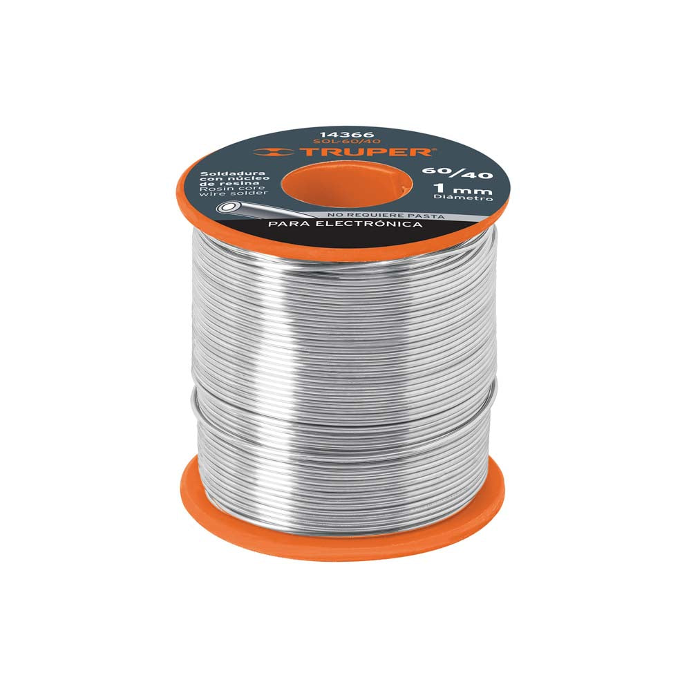 SOLDADURA CON NUCLEO RESINA 60/40 PARA ELECTRONICA 450 G MCA TRUPER CONSTRUCCION