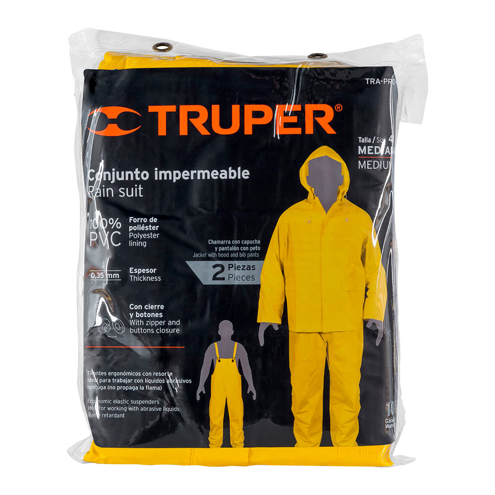 CONJUNTO IMPERMEABLE TALLA MEDIANA PVC MCA TRUPER SEG. INDUSTRIAL