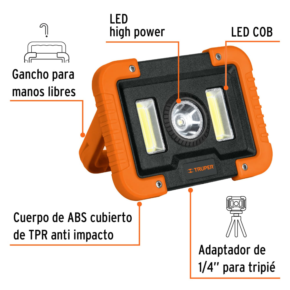 LAMPARA DE TRABAJO LED RECARGABLE PILA ION LITIO 3000MAH LAT-1300 14631 TRUPER