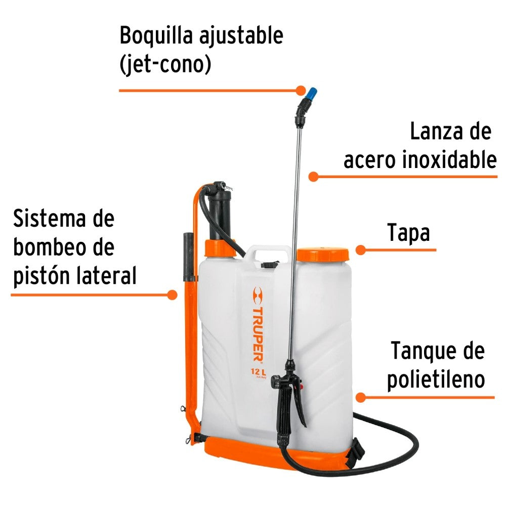 FUMIGADOR DE MOCHILA 12LTS FUM-12 TRUPER