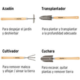JUEGO HERRAMIENTAS PARA JARDIN 4 PIEZAS 15" MCA TRUPER