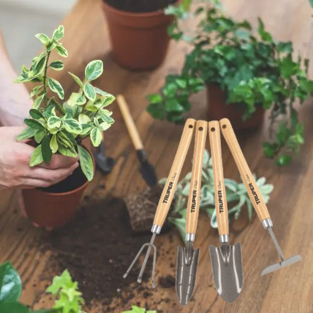 JUEGO HERRAMIENTAS PARA JARDIN 4 PIEZAS 15" MCA TRUPER