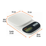 BASCULA DIGITAL BASE PLASTICA PARA COCINA CAPACIDAD 5KG MCA TRUPER FOSET