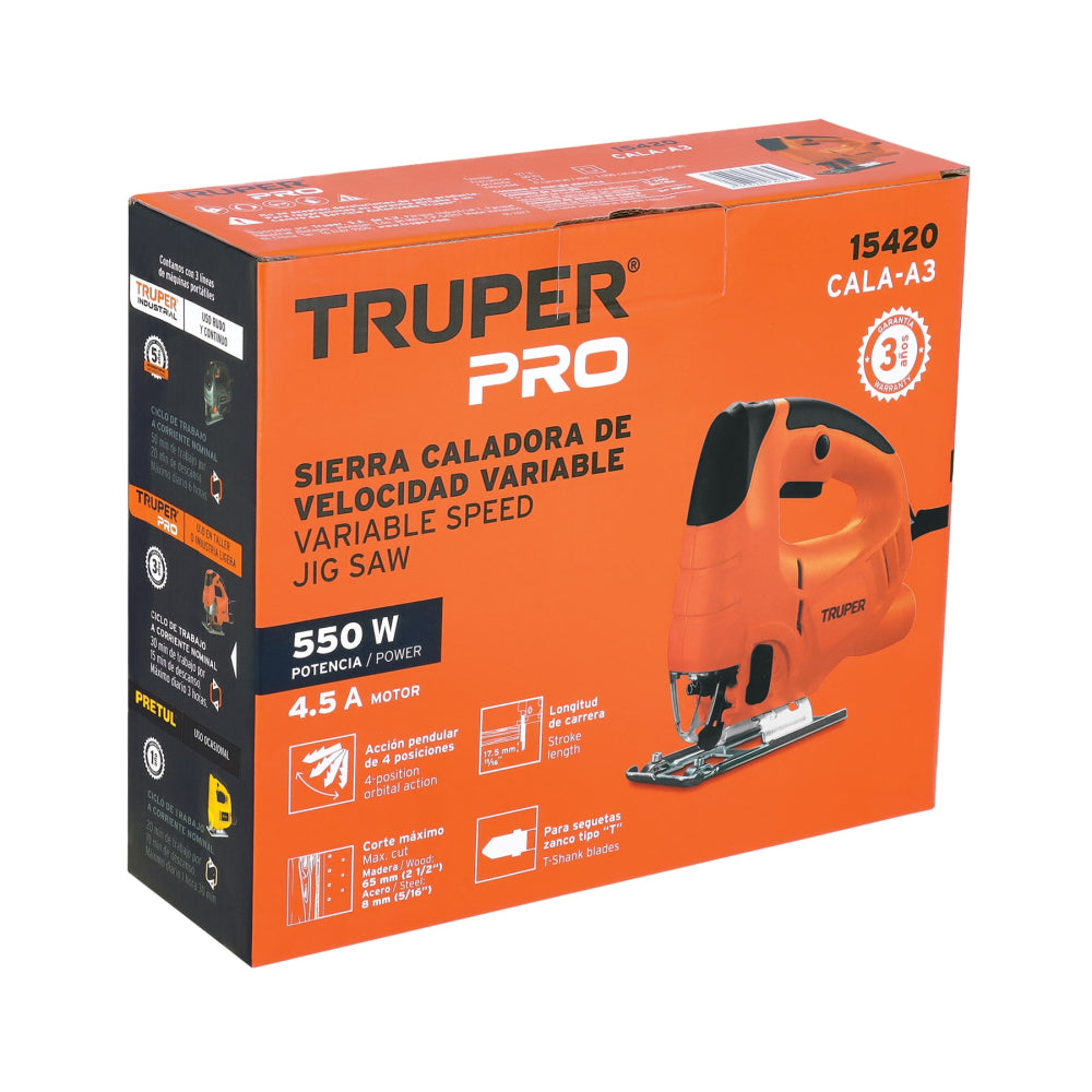SIERRA CALADORA  550 W  5A VELOCIDAD  VARIABLE  PROFESIONAL TRUPER
