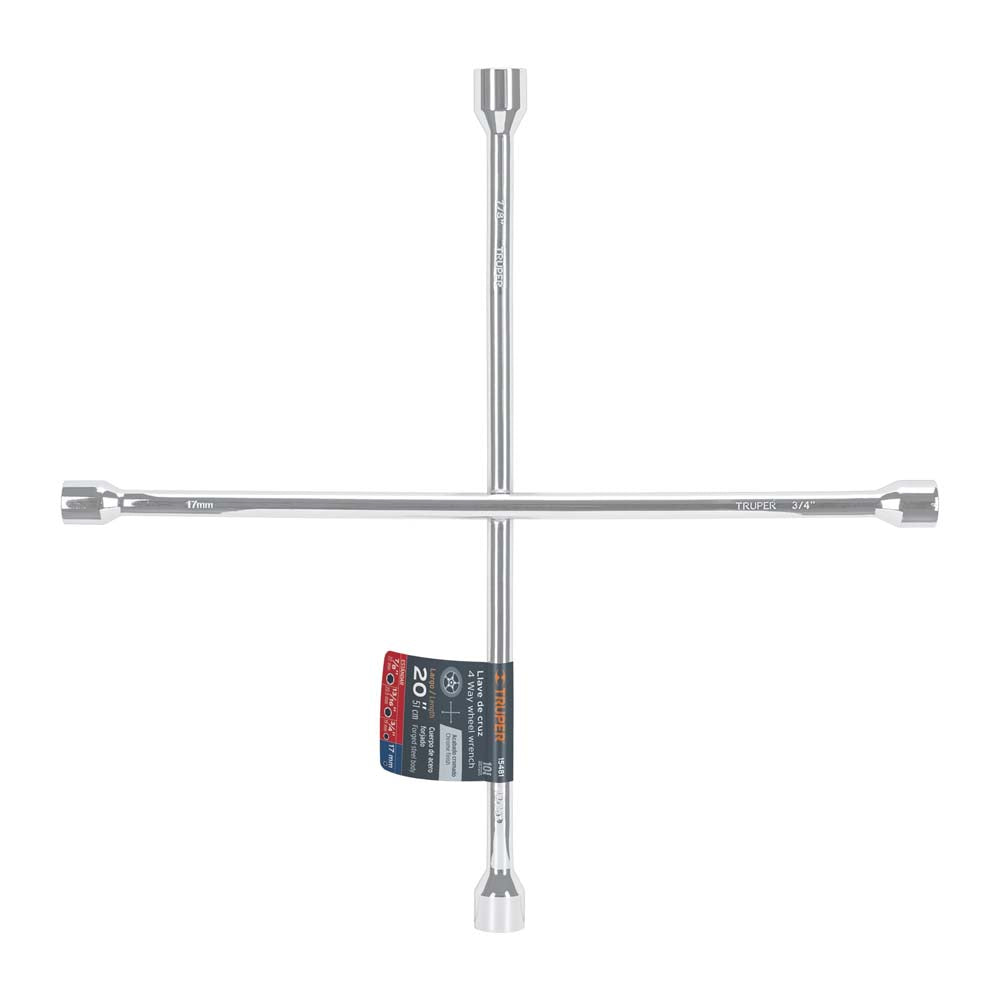 LLAVE CRUZ P/AUTO 20" (TAM. BOCAS 17MM.-3/4"-13/16"-7/8") LLCR-20 15481 TRUPER