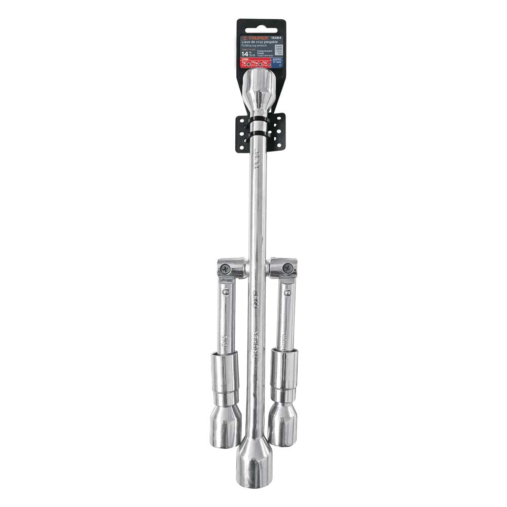 LLAVE CRUZ P/AUTO 14" PLEGABLE (TAM. BOCAS 17MM.-3/4"-13/16"-7/8") LLCR-14X 15484 TRUPER