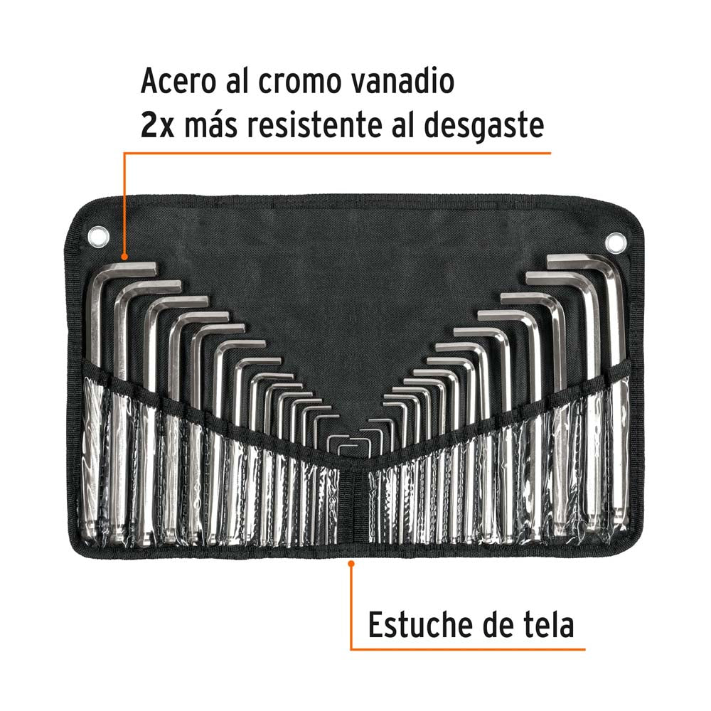 JUEGO DE 30 LLAVES ALLEN STD Y MILIMETRICAS C/ESTUCHE TRUPER