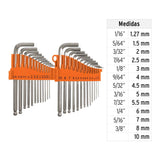JUEGO DE 25 LLAVES ALLEN STANDARD Y MILIMETRICAS C/ESTUCHE MCA TRUPER