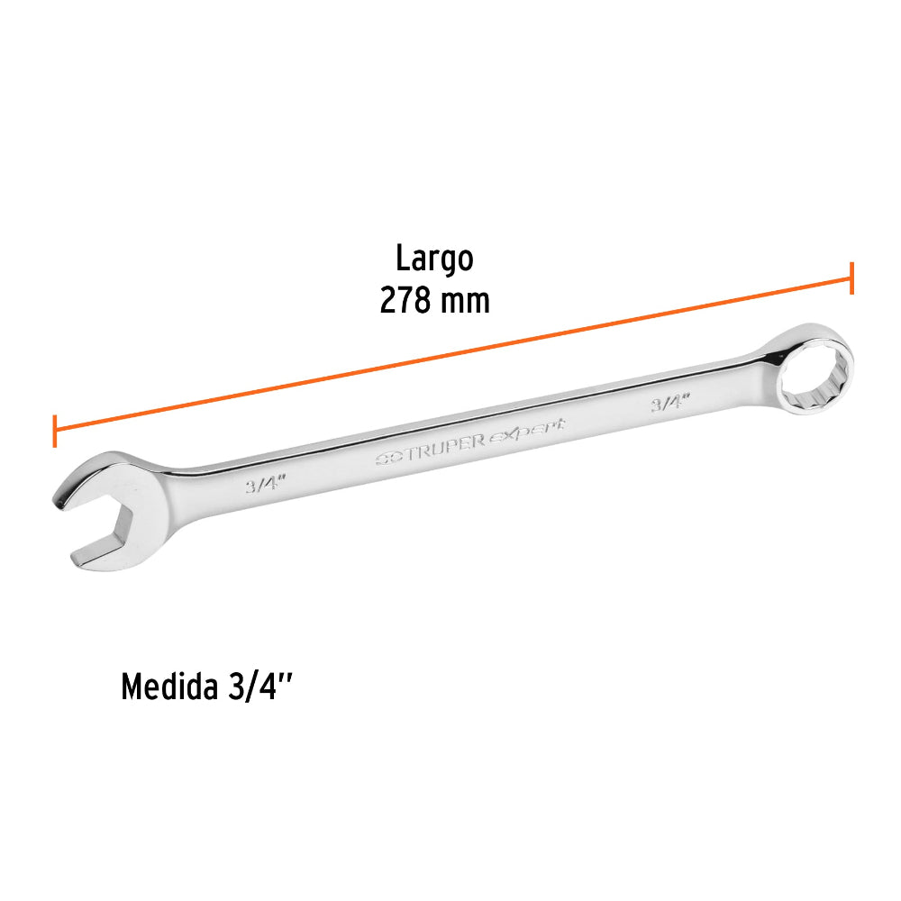 LLAVE COMBINADA EXTRALARGA 3/4" X 279 MM MCA TRUPER MECANICA