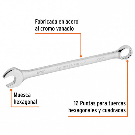 LLAVE COMBINADA EXTRALARGA 15/16" X 336MM TRUPER HERRAMIENTAS