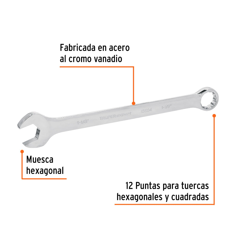 LLAVE COMBINADA LARGA 1 1/8 15604 TRUPER MECANICA