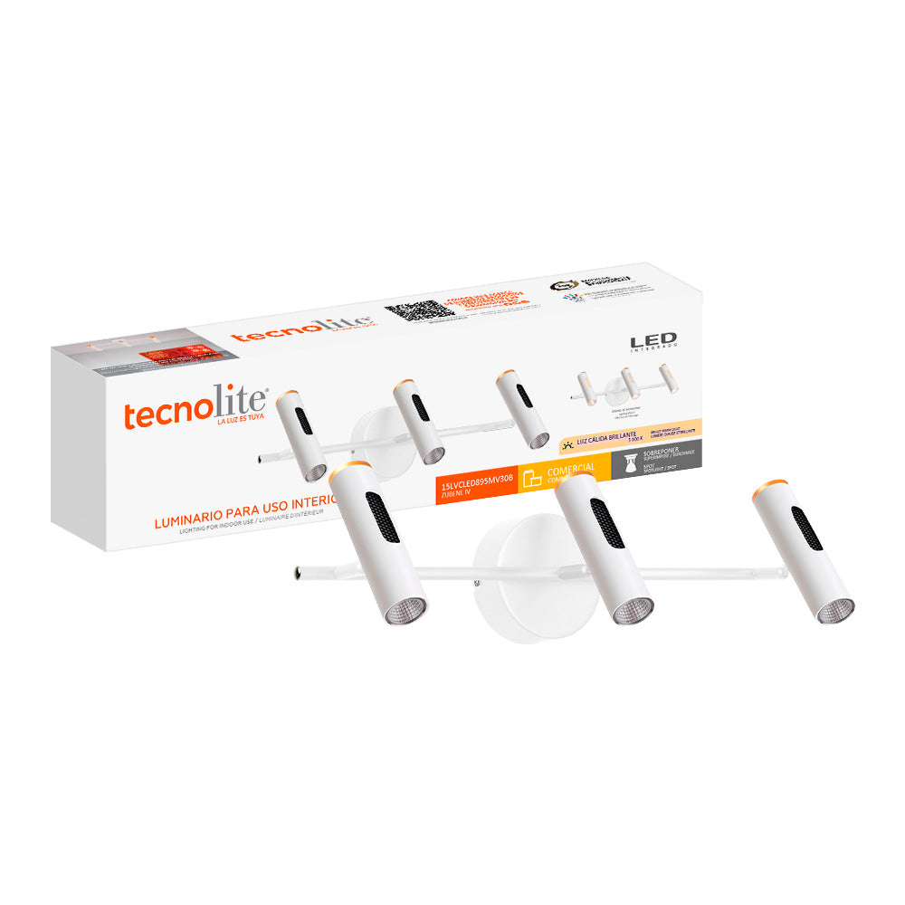 LAMPARA DE PARED ARBOTANTE LED 15W LUZ CALIDA BRILLANTE DIRECTA/INDIRECTA DIRIGIBLE IRC90 NO ATENUABLE BCO