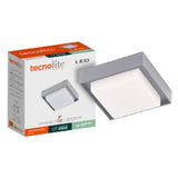 PLAFON CUADRO LED SOBREP. TECHO 15W/127V. 3000K A PBA. VAPOR ALUM. GRIS OKAB I