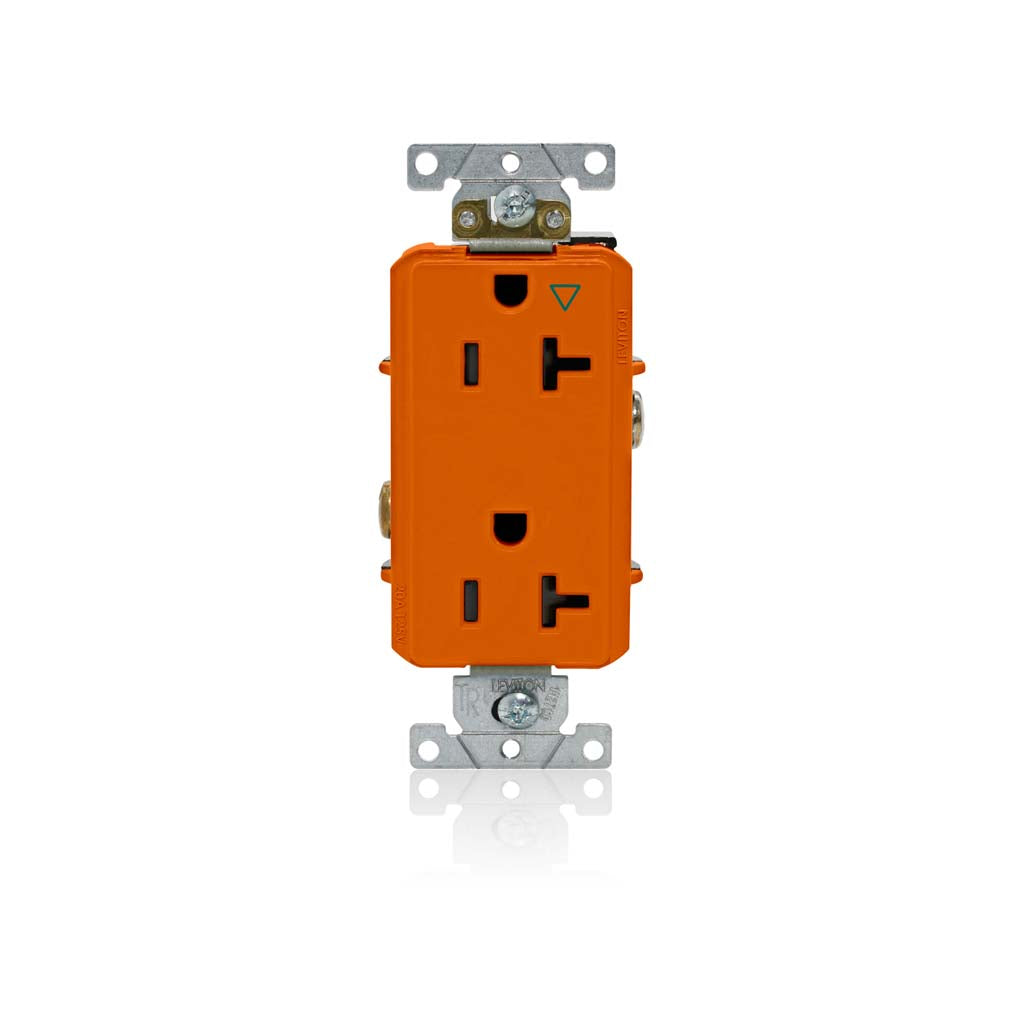 RECP. DUPLEX DECORA PLUS GRADO HOSPITAL TIERRA AISLADA 20A/125V 2P3H NARANJA