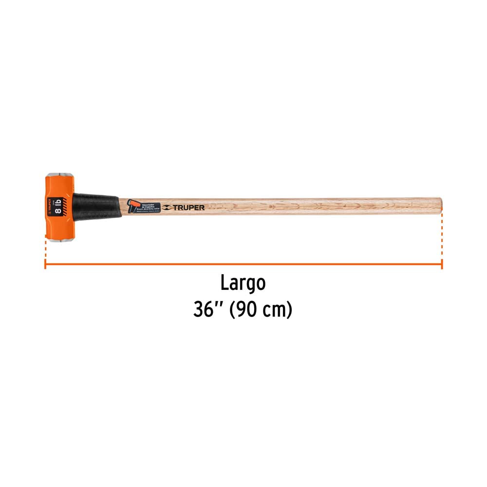 MARRO OCTAGONAL 8 LB.(3.6KG.) MANGO DE MADERA 36" (90CMS.) MD-8M 16511 TRUPER *** OFRECER 1437G ***