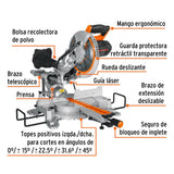 SIERRA DE INGLETE 10" DE 1900W TELESCOPICA COMPUESTA TRUPER